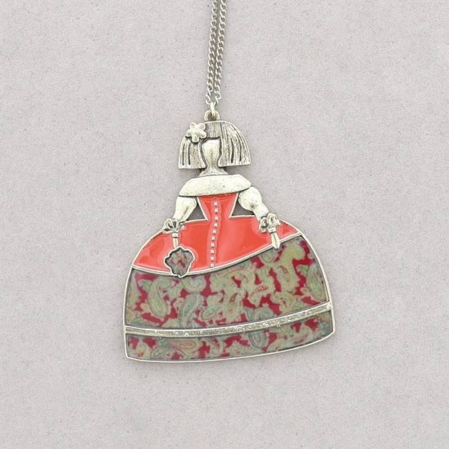 LONG PENDANT NECKLACE METAL ENAMEL