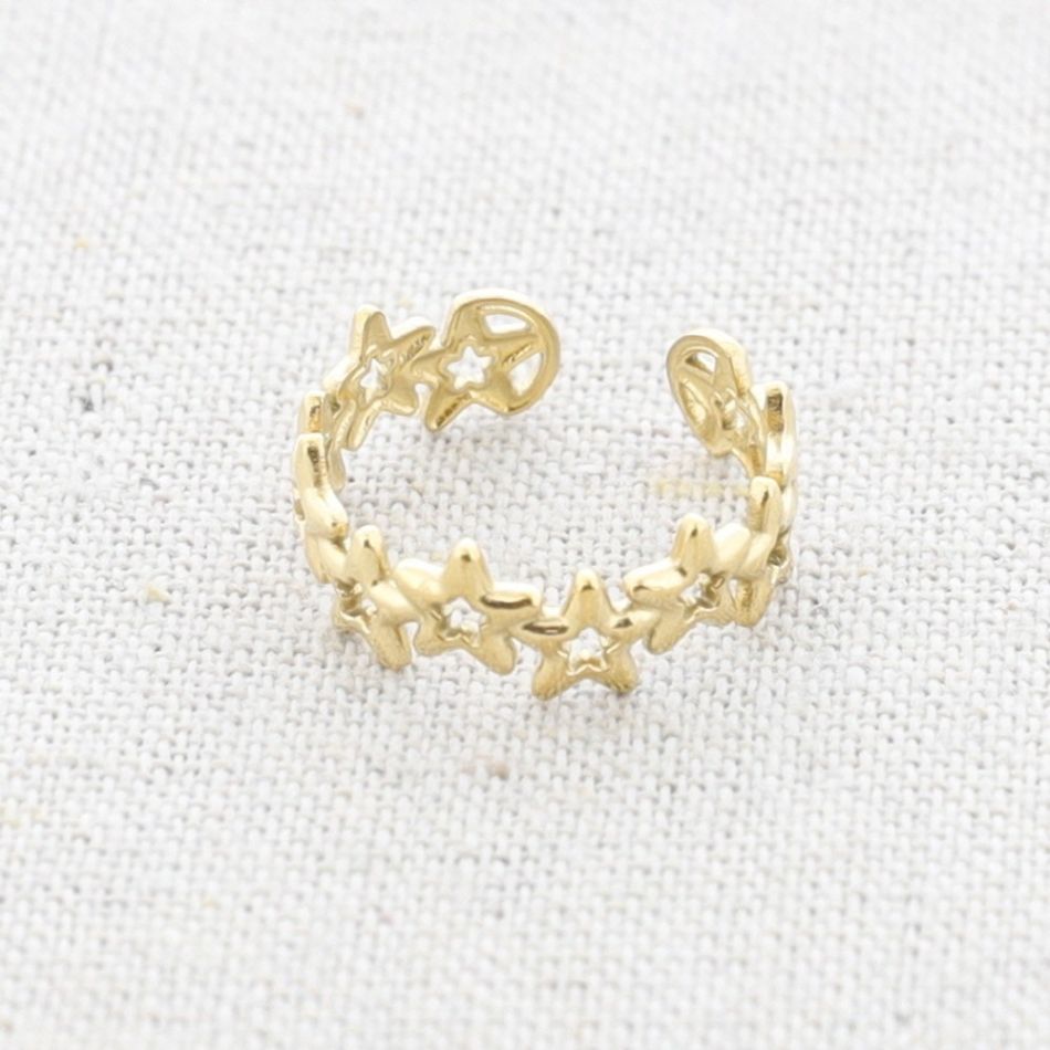 STEEL HOLLOW STARS RING