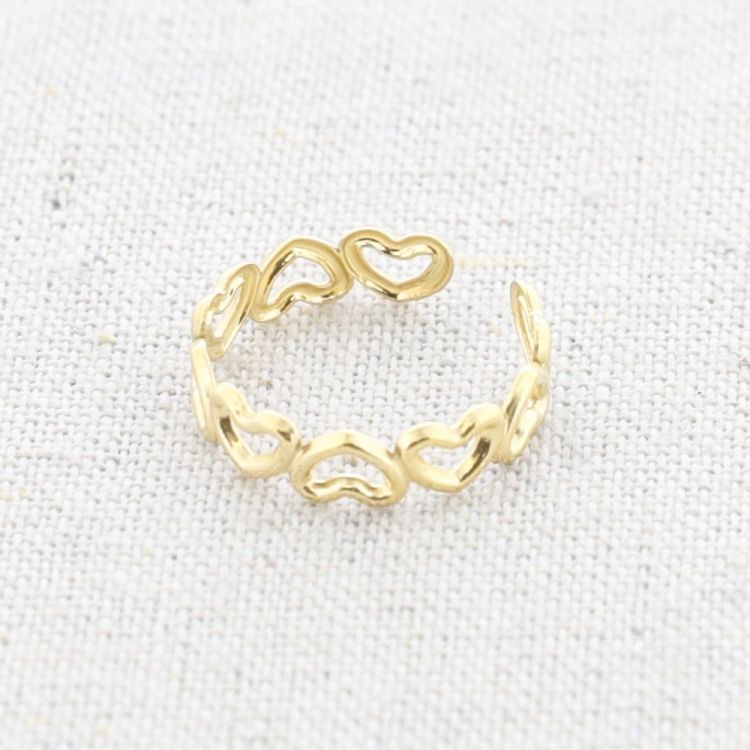 STEEL HOLLOW HEARTS RING