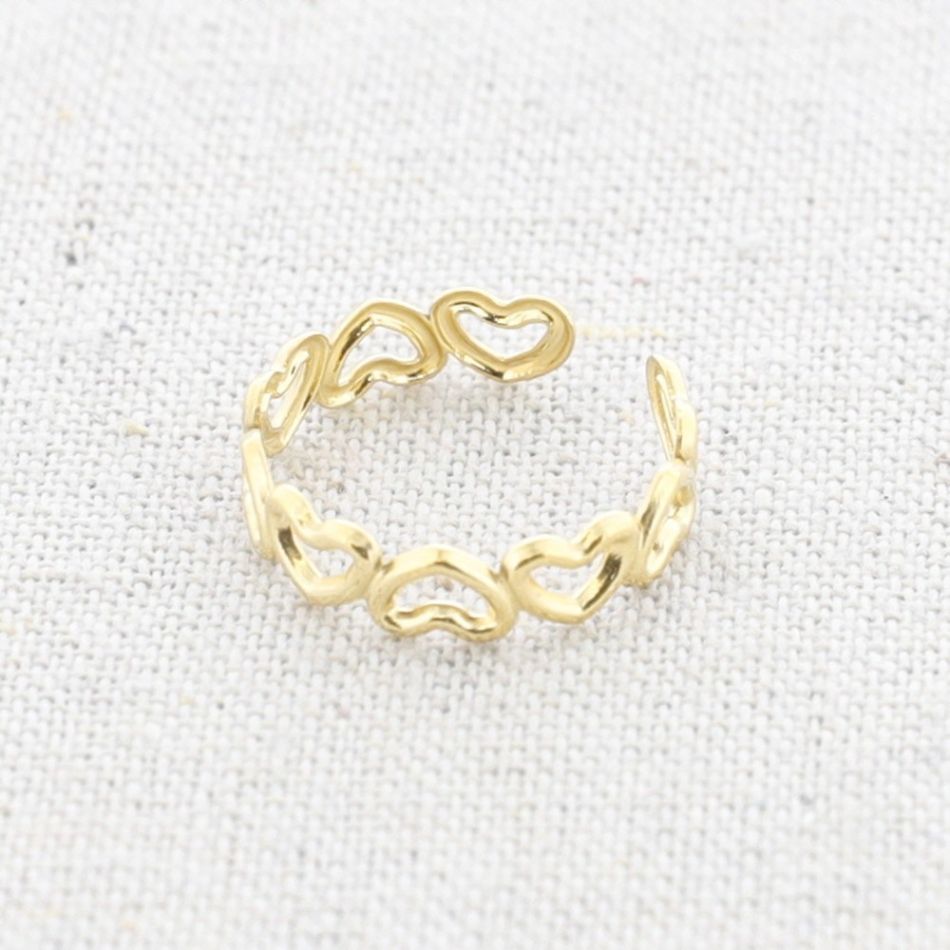 STEEL HOLLOW HEARTS RING