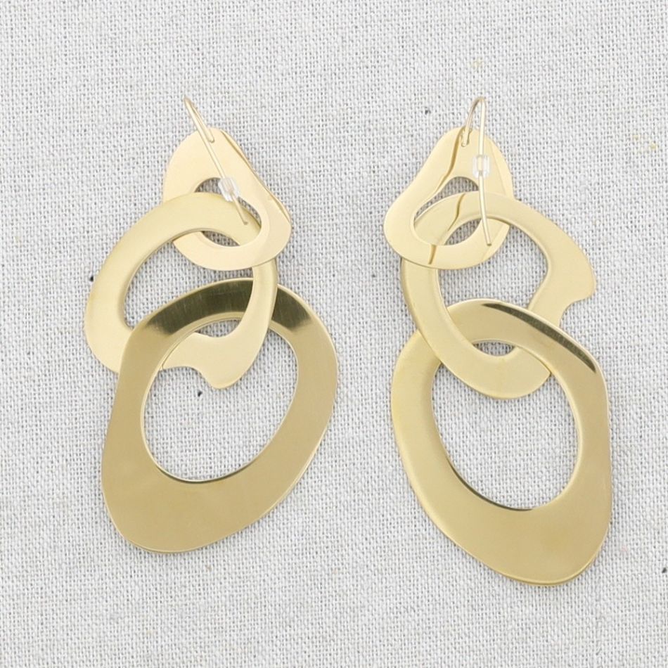 PENDIENTES ACERO TRIPLE ESLABÓN IRREGULAR