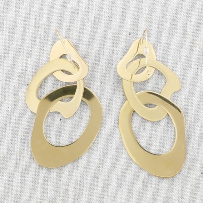 IRREGULAR TRIPLE LINK STEEL EARRINGS