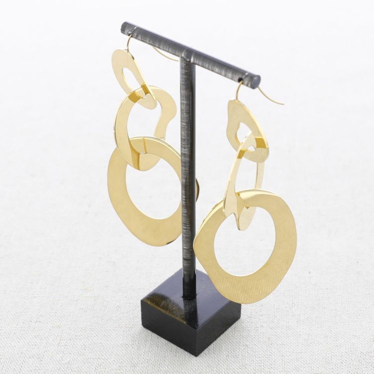 IRREGULAR TRIPLE LINK STEEL EARRINGS 2