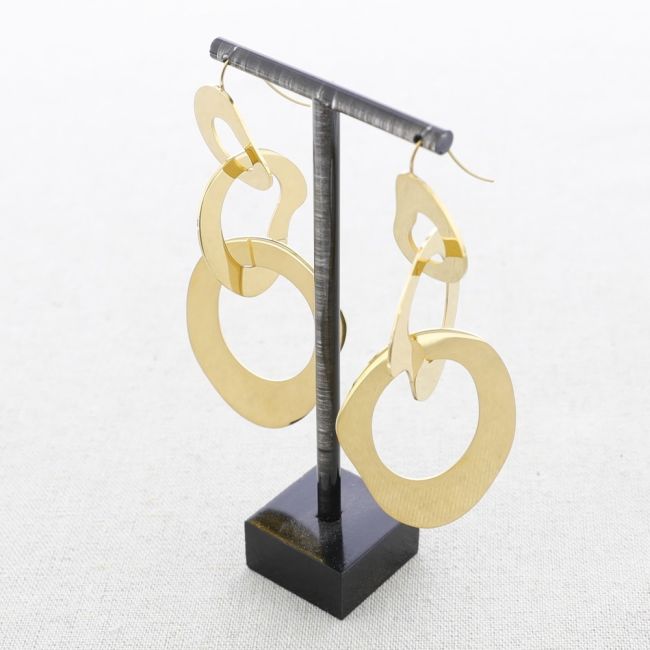IRREGULAR TRIPLE LINK STEEL EARRINGS