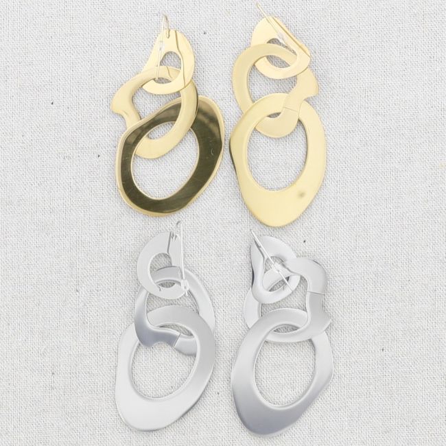 IRREGULAR TRIPLE LINK STEEL EARRINGS
