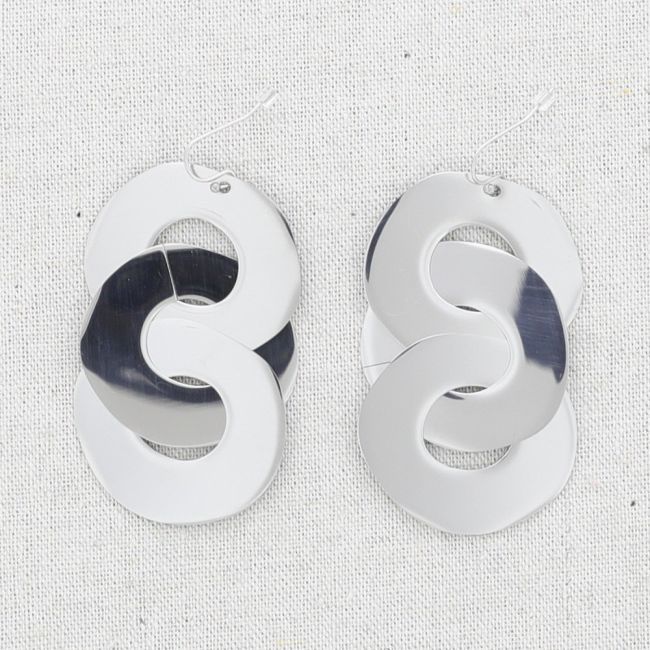 STEEL TRIPLE LINK EARRINGS