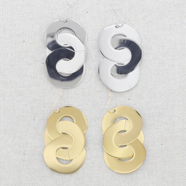 PENDIENTES ACERO TRIPLE ESLABÓN