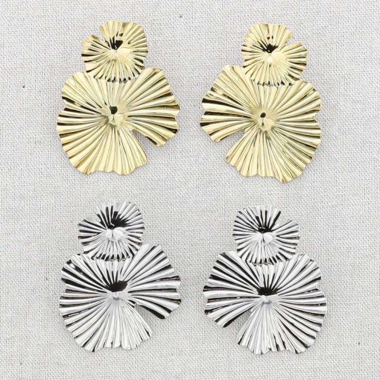 PENDIENTES ACERO DOBLE FLOR 2
