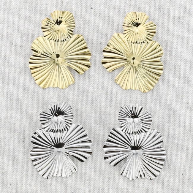 STEEL DOUBLE FLOWER EARRINGS