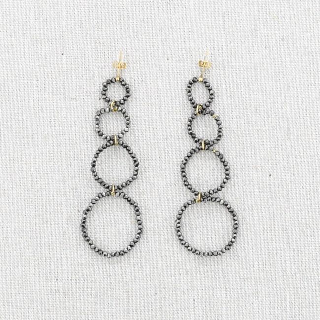 STEEL EARRINGS HOOPS WITH CRYSTALS