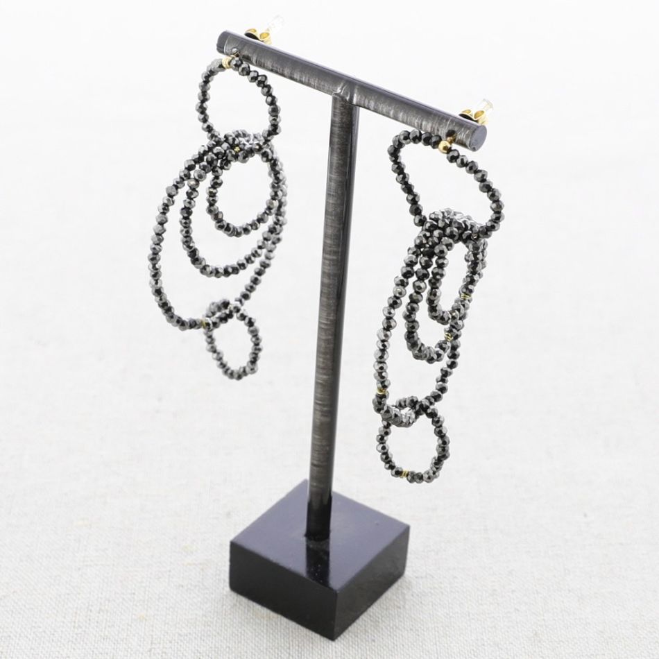 STEEL EARRINGS HOOPS WITH CRYSTALS