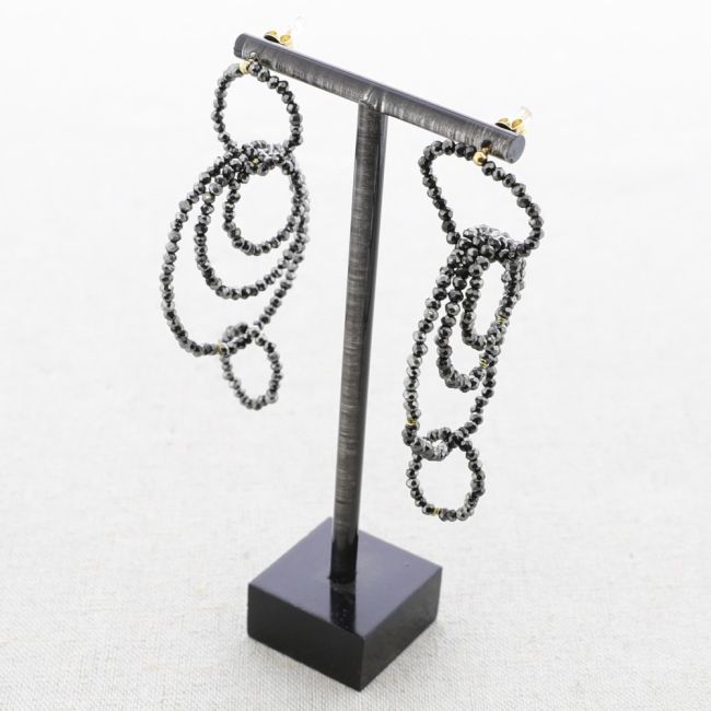 STEEL EARRINGS HOOPS WITH CRYSTALS