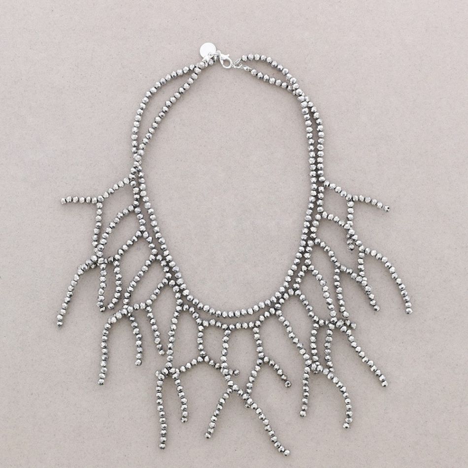 4MM FACETED CRYSTAL BRANCHES PENDANT NECKLACE