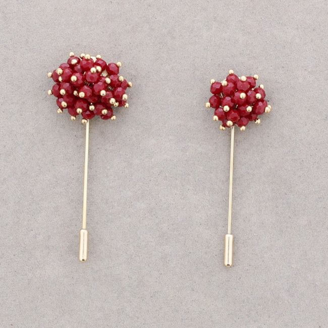 PAR BROCHE AGUJA FLOR CRISTALES FACETADOS