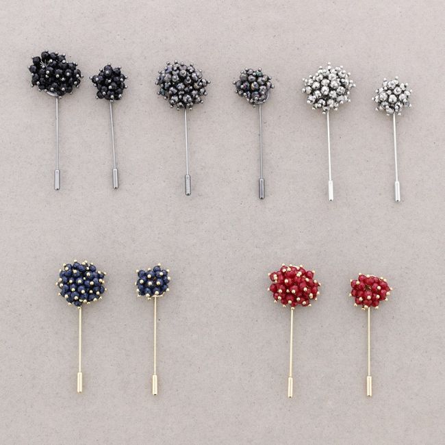 PAR BROCHE AGUJA FLOR CRISTALES FACETADOS