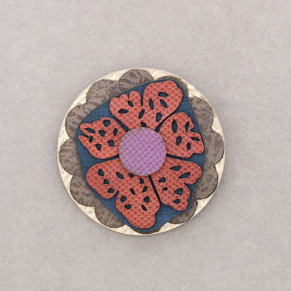 MULTI LAYER IMITATION LEATHER FLOWER BROOCH