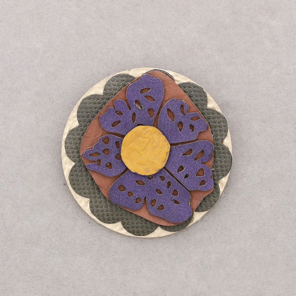 MULTI LAYER IMITATION LEATHER FLOWER BROOCH
