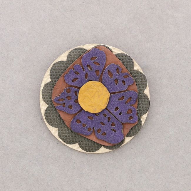 MULTI LAYER IMITATION LEATHER FLOWER BROOCH