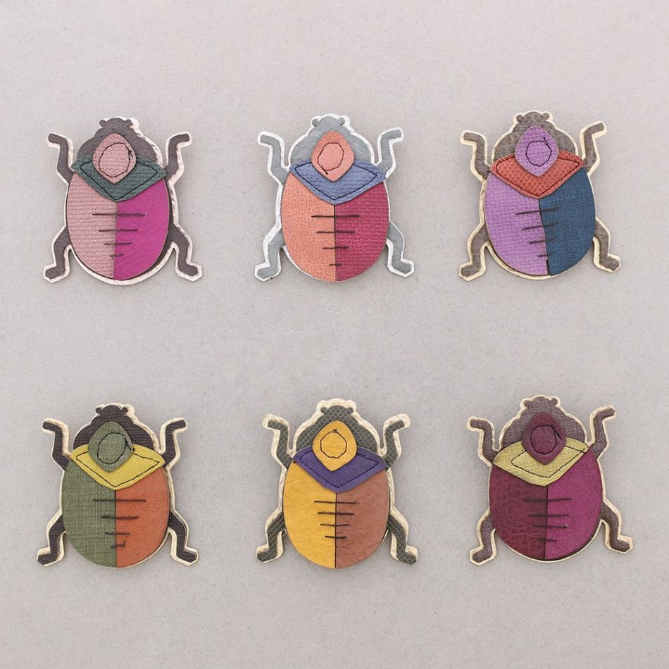 IMITATION LEATHER METAL INSECT BROOCH