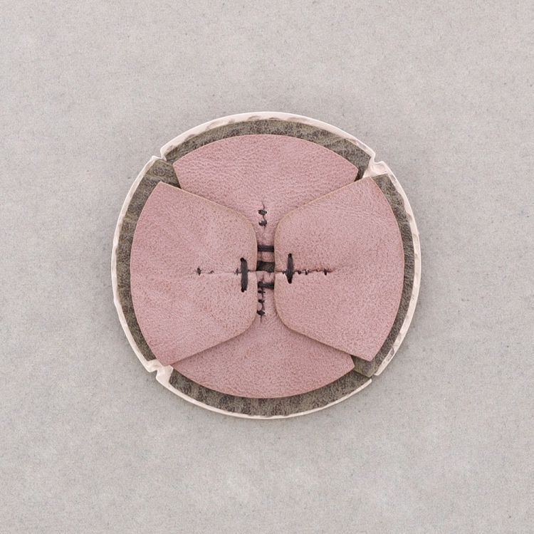 IMITATION LEATHER FLOWER BROOCH