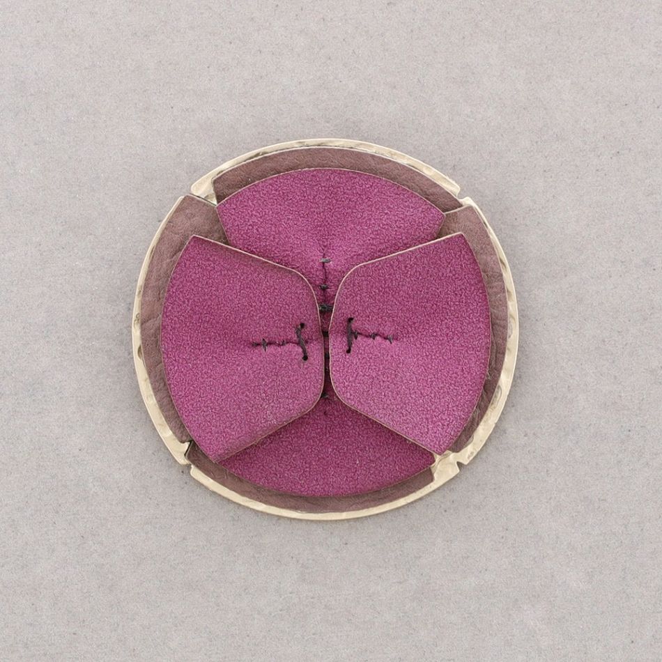 IMITATION LEATHER FLOWER BROOCH