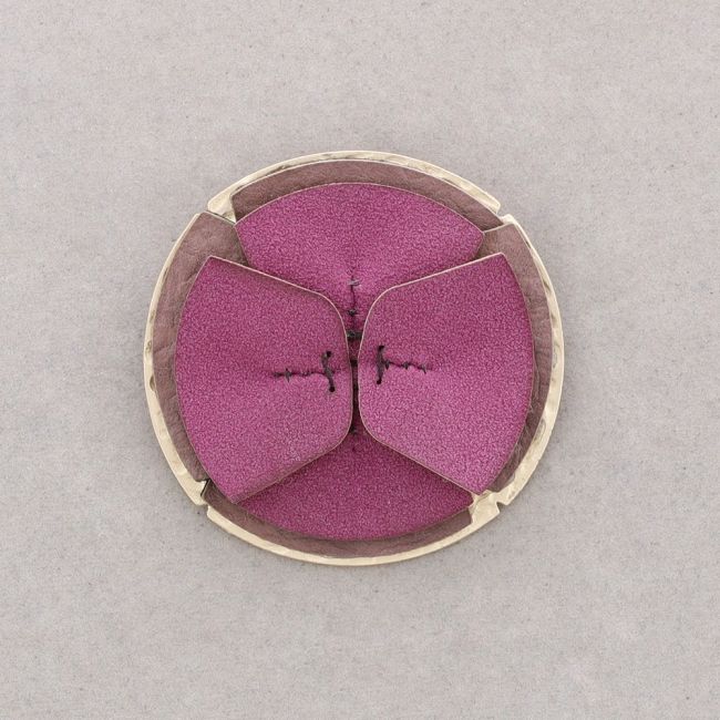 IMITATION LEATHER FLOWER BROOCH
