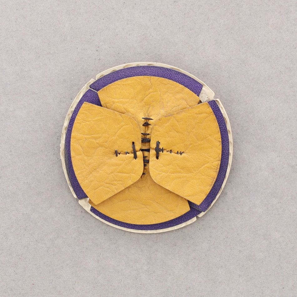IMITATION LEATHER FLOWER BROOCH