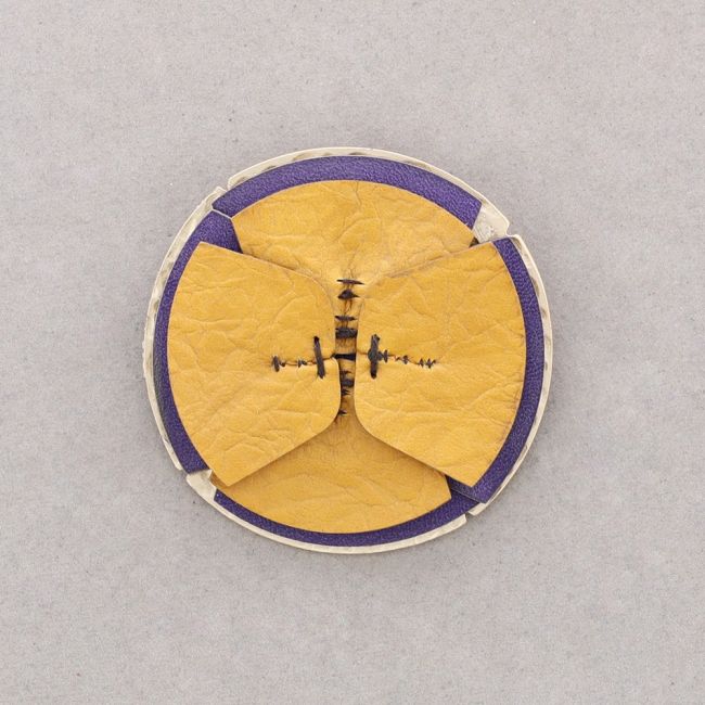 IMITATION LEATHER FLOWER BROOCH