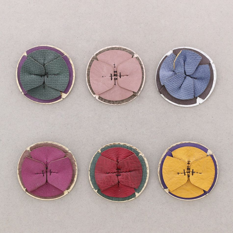 IMITATION LEATHER FLOWER BROOCH