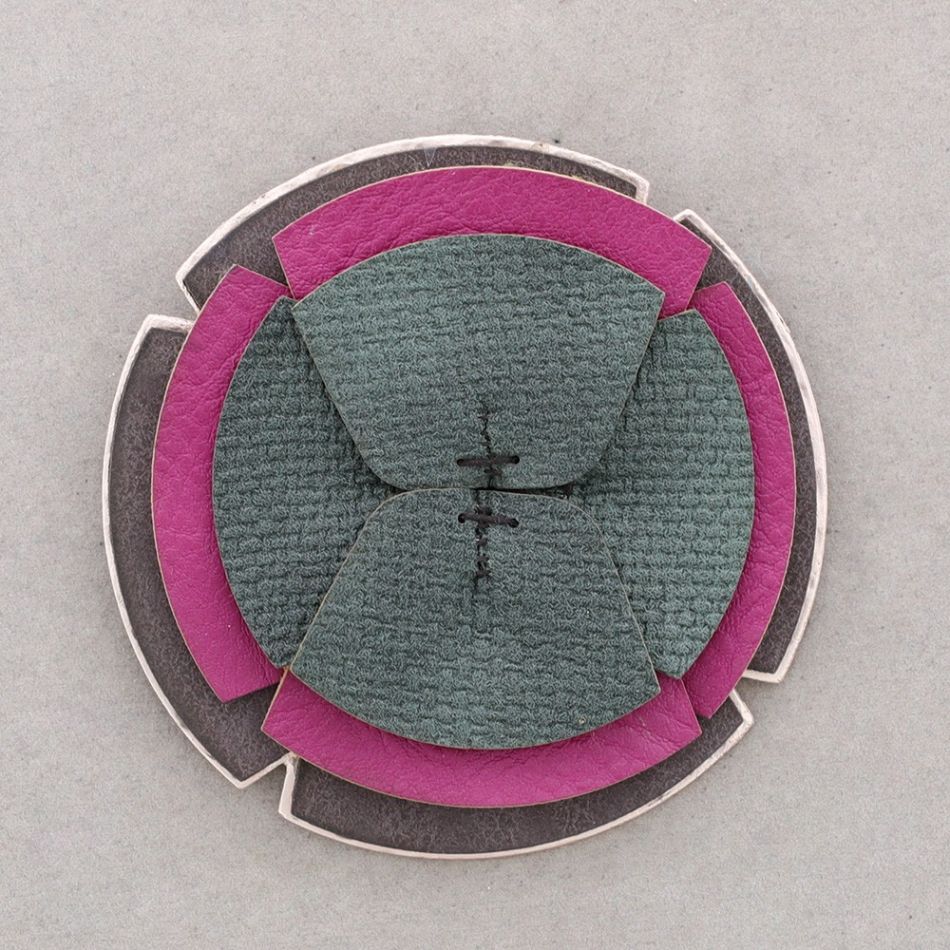 IMITATION LEATHER FLOWER BROOCH
