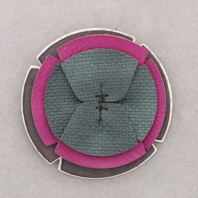 IMITATION LEATHER FLOWER BROOCH