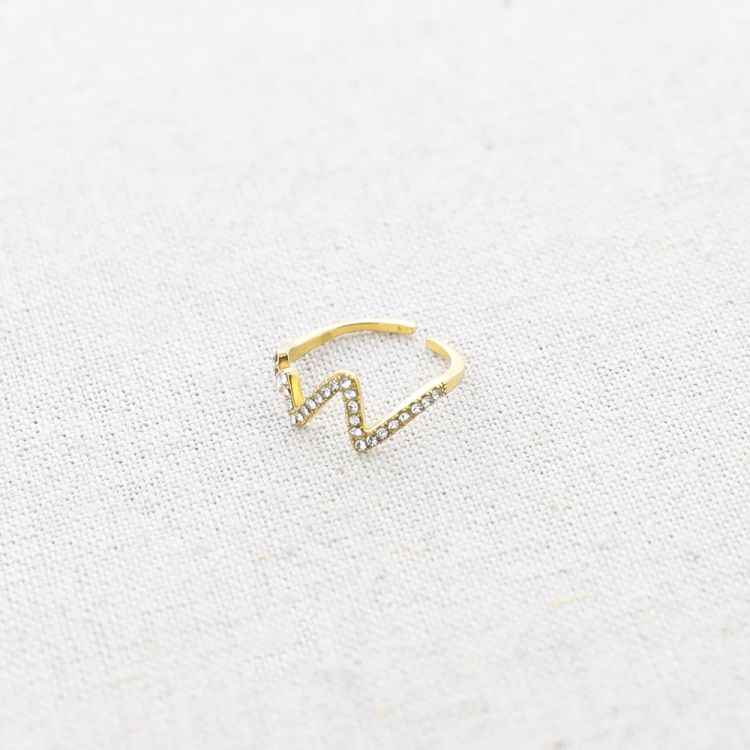 ANILLO ACERO ZIG ZAG CRISTALES