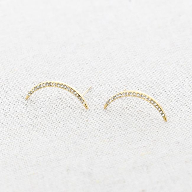 PENDIENTES ACERO LUNA CRISTALES