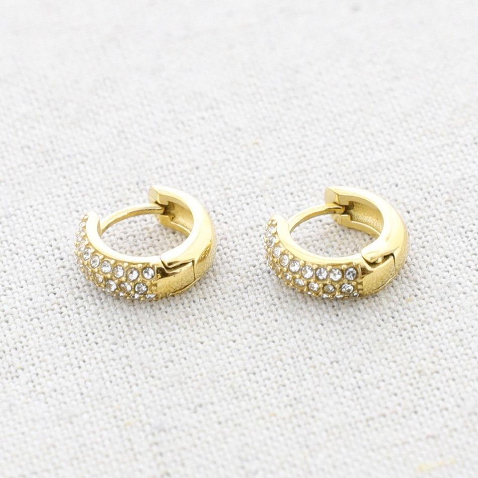 STEEL HOOP EARRINGS WITH CRYSTALS