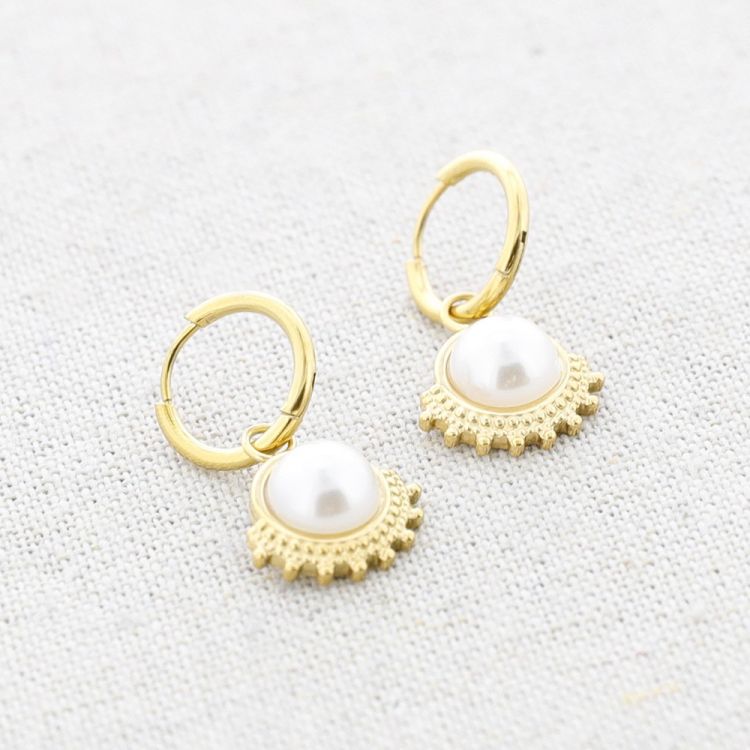 PEARL PENDANT STEEL EARRINGS