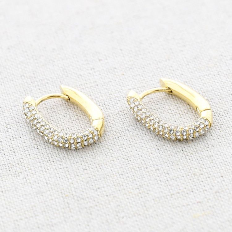 PENDIENTES ACERO ARO RECTANGULAR CRISTALES