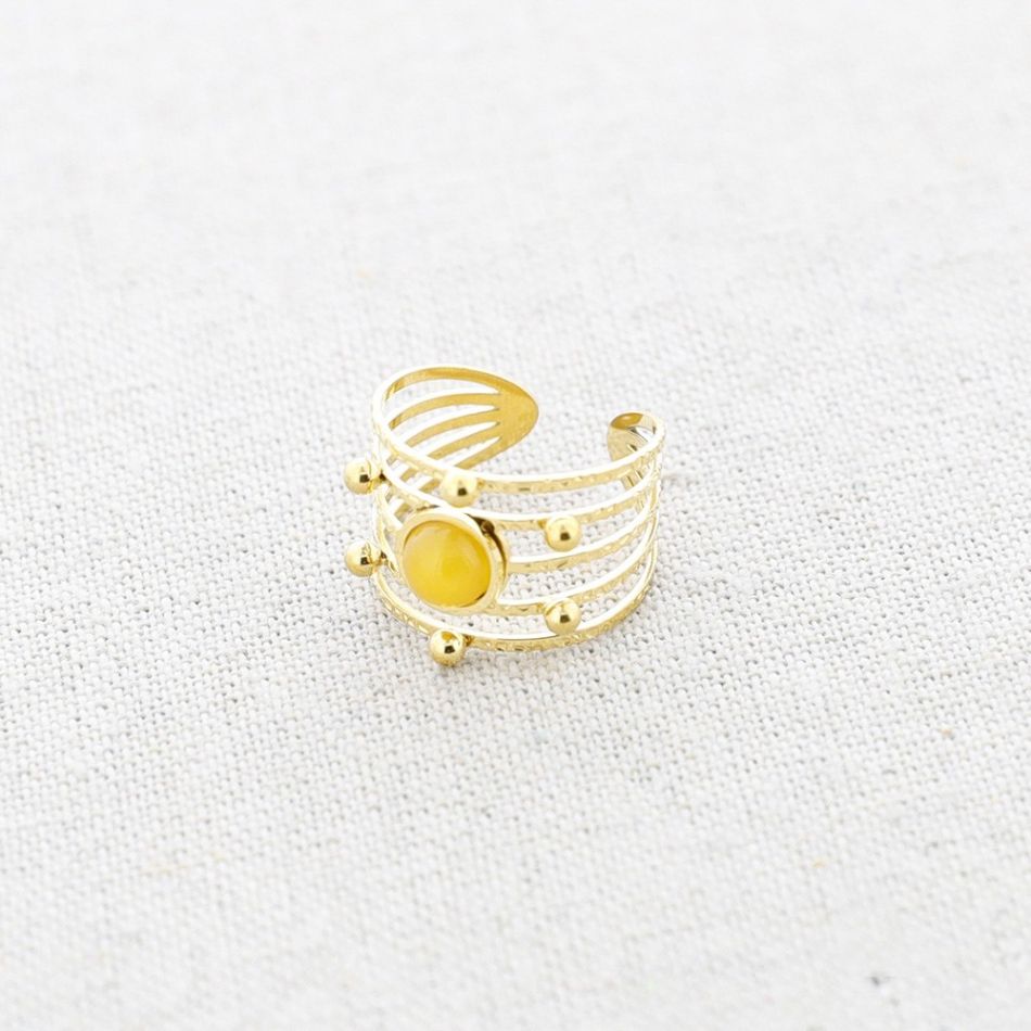 STONE STEEL RING