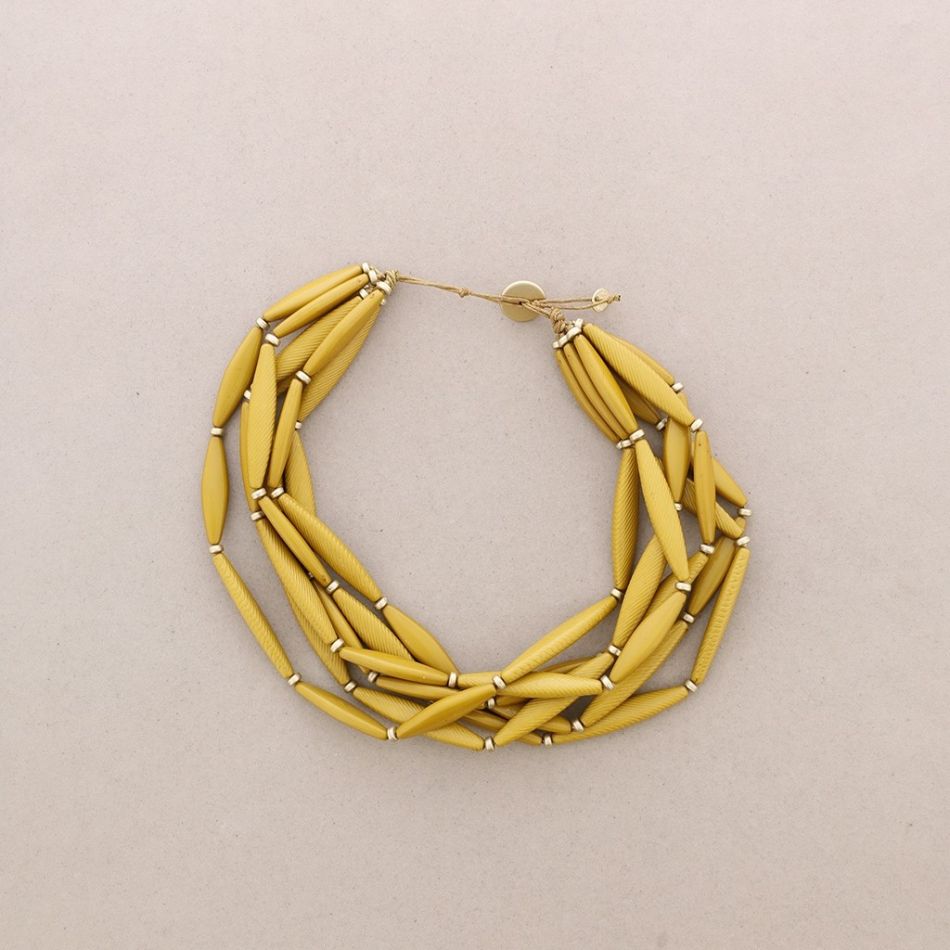 6 ROWS RESIN BEADS SHORT NECKLACE