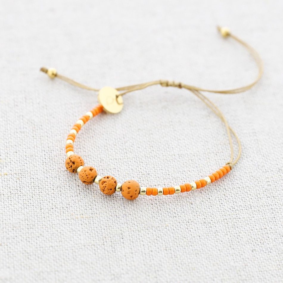 STEEL MACRAMÉ BRACELET MIYUKI BEADS LAVA STONES