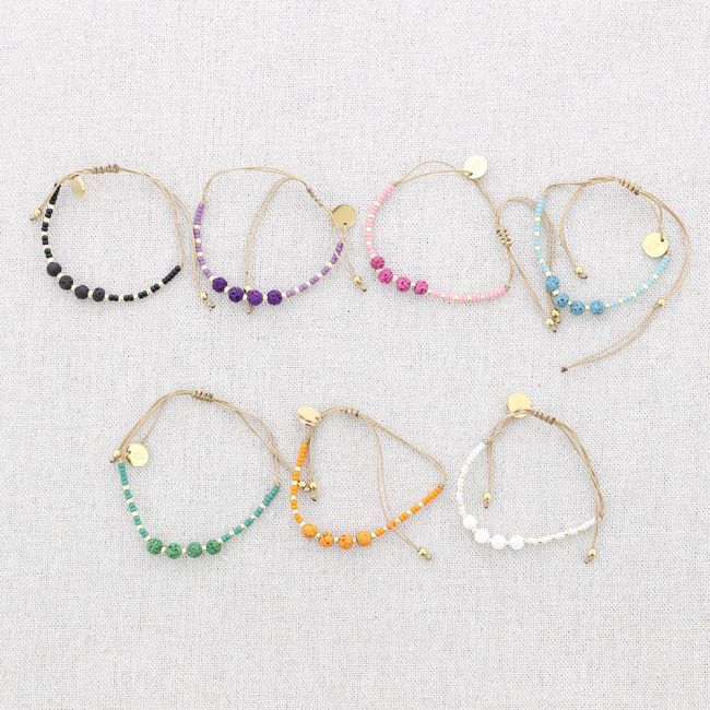 STEEL MACRAMÉ BRACELET MIYUKI BEADS LAVA STONES