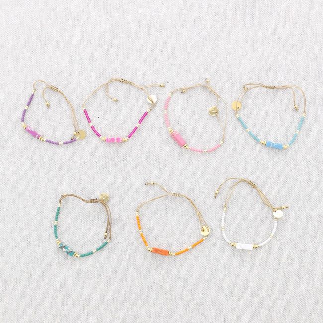 STEEL MACRAMÉ BRACELET WITH MIYUKI BEADS RECTANGULAR STONE
