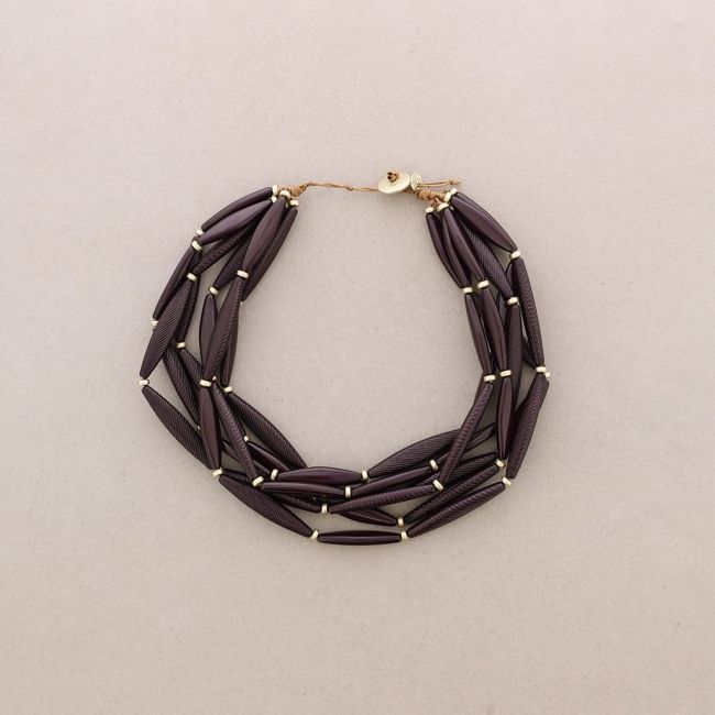 6 ROWS RESIN BEADS SHORT NECKLACE