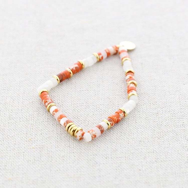 STEEL ELASTIC BRACELET WITH NACRE BEADS