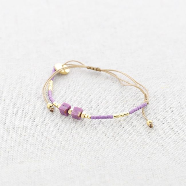 PULSERA MACRAMÉ ACERO CUENTAS MIYUKI PIEDRA CUADRADAS