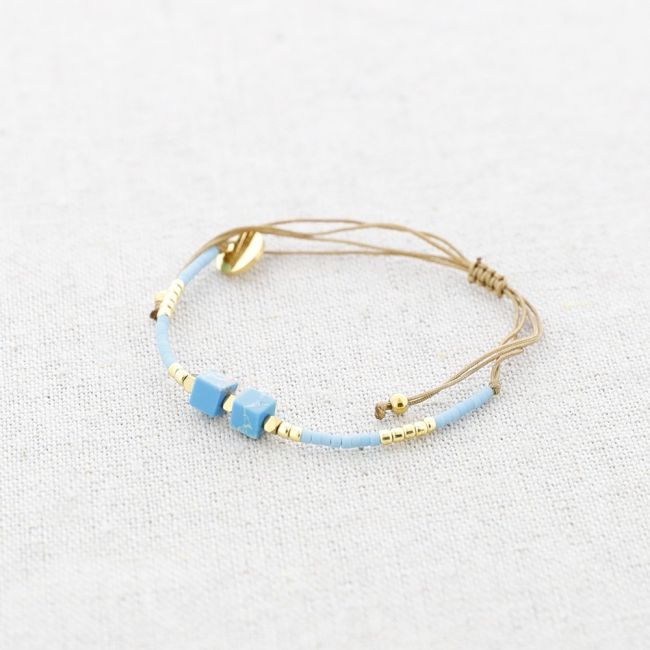 PULSERA MACRAMÉ ACERO CUENTAS MIYUKI PIEDRA CUADRADAS