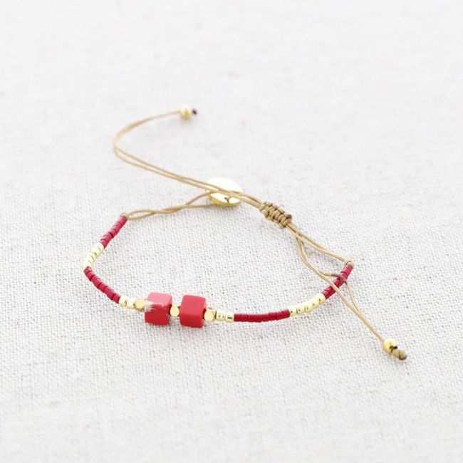 PULSERA MACRAMÉ ACERO CUENTAS MIYUKI PIEDRA CUADRADAS