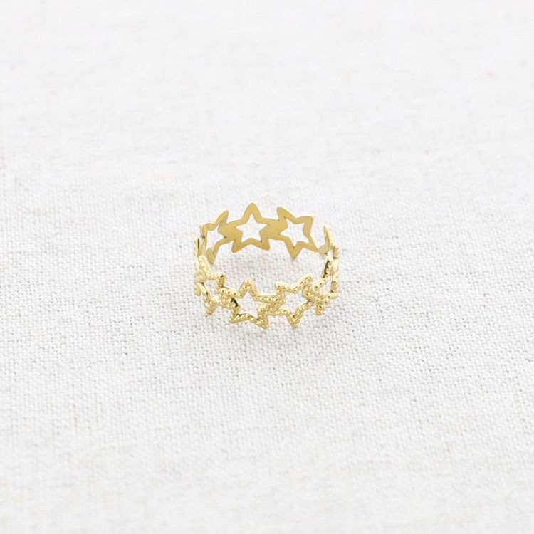 ANILLO ACERO ESTRELLAS HUECAS