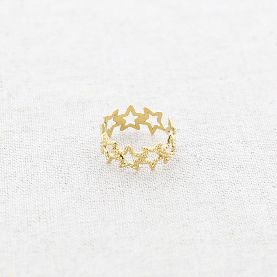 ANILLO ACERO ESTRELLAS HUECAS