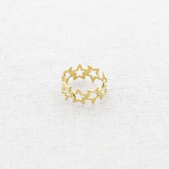ANILLO ACERO ESTRELLAS HUECAS