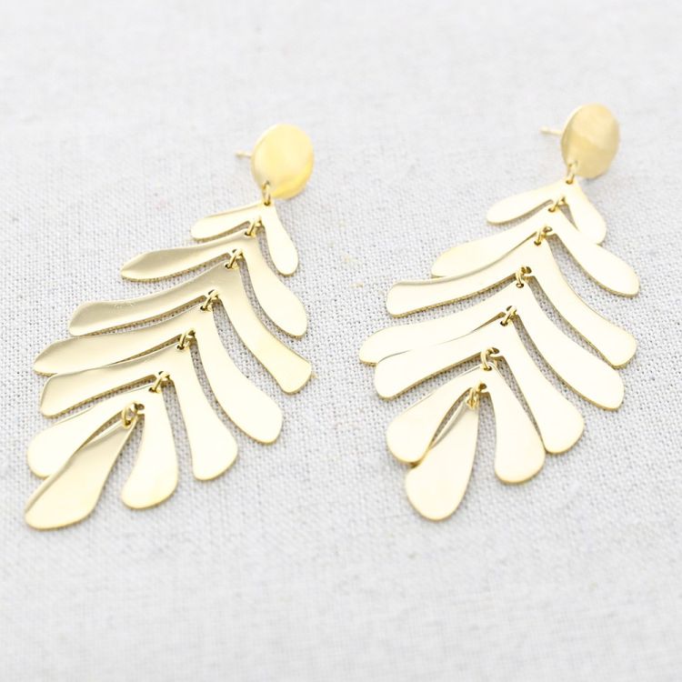 PENDIENTES ACERO COLGANTE HOJA